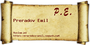 Preradov Emil névjegykártya